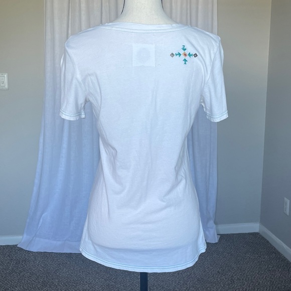 Double D Ranch Floral Cow Skull Embroidered and Beaded Graphic Tee Size Small - Picture 7 of 10